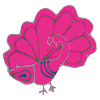 pink peacock image drawn on felt by women 